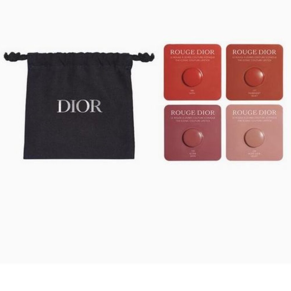 Rouge Dior Iconic Couture 4 Lipstick Sample 100 720 777 999 & Iconic Bag Pouch